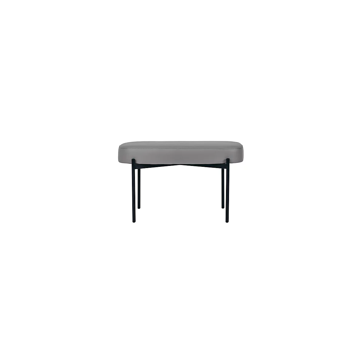 Sitzbank meet® by Paperflow GAIA, oval M, desinfektionsmittelbeständiger Kunstlederbezug grau, 4-Fußgestell mattschwarz, B 790 x T 420 x H 455 mm