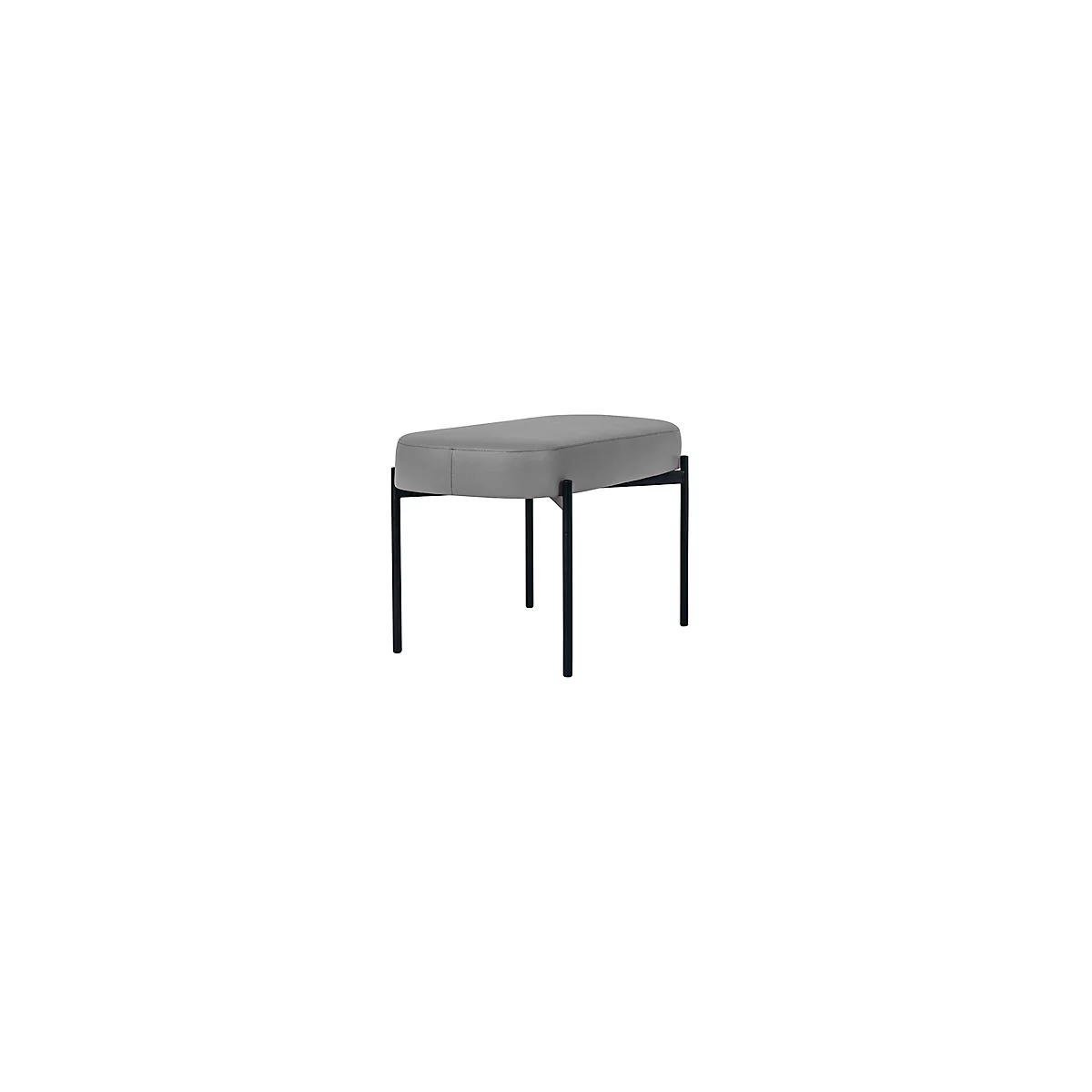 Sitzbank meet® by Paperflow GAIA, oval M, desinfektionsmittelbeständiger Kunstlederbezug grau, 4-Fußgestell mattschwarz, B 790 x T 420 x H 455 mm