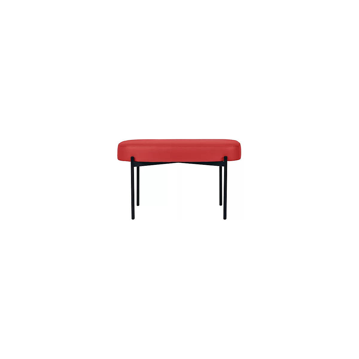 Sitzbank meet® by Paperflow GAIA, oval M, desinfektionsmittelbeständiger Kunstlederbezug rot, 4-Fußgestell mattschwarz, B 790 x T 420 x H 455 mm
