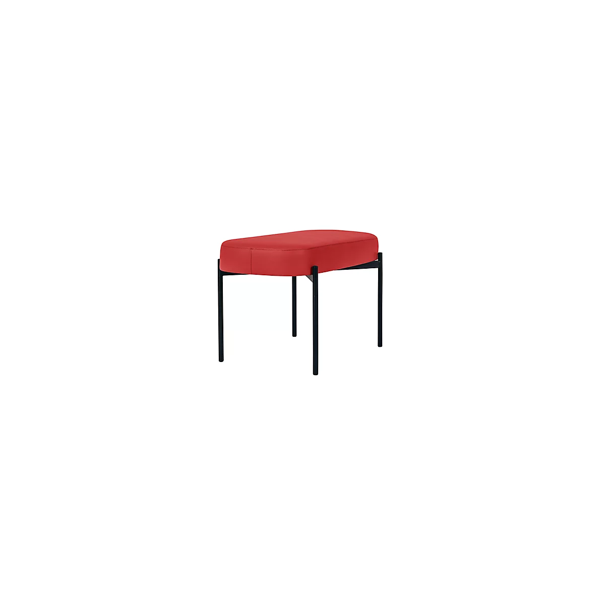 Sitzbank meet® by Paperflow GAIA, oval M, desinfektionsmittelbeständiger Kunstlederbezug rot, 4-Fußgestell mattschwarz, B 790 x T 420 x H 455 mm