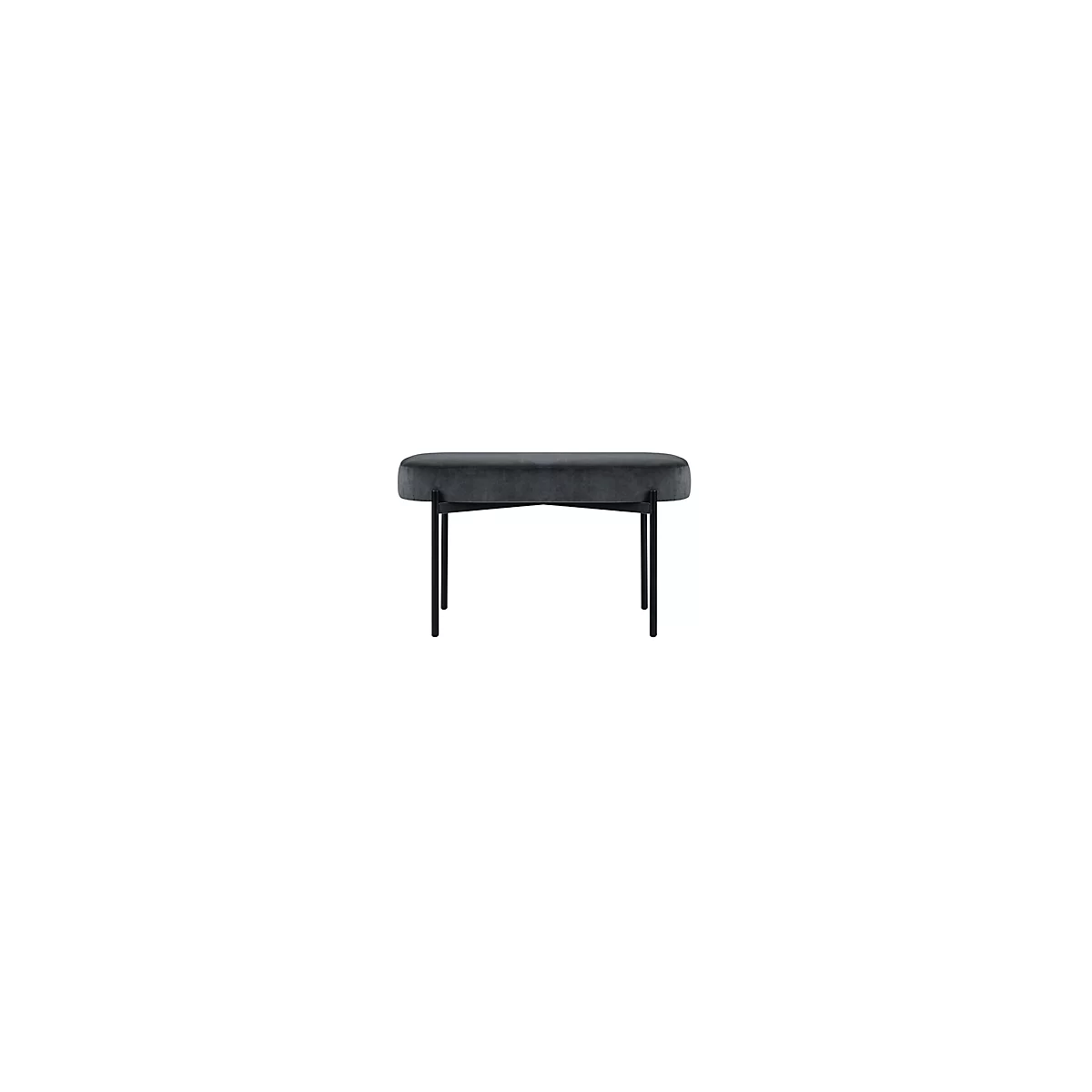 Sitzbank meet® by Paperflow GAIA, oval M, Samtbezug anthrazit, 4-Fußgestell mattschwarz, B 790 x T 420 x H 455 mm