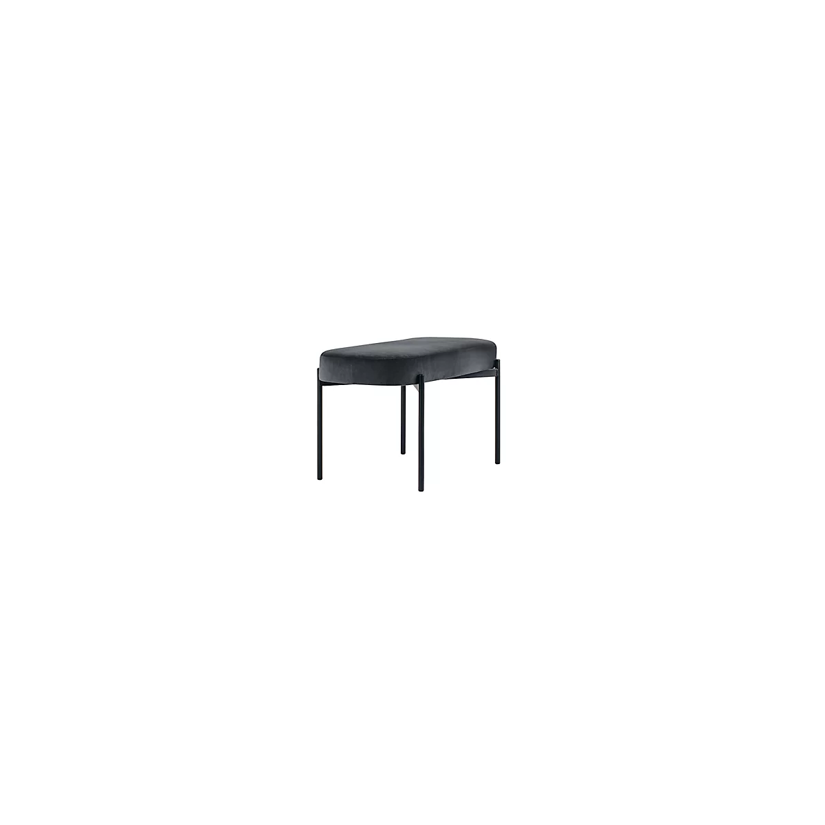 Sitzbank meet® by Paperflow GAIA, oval M, Samtbezug anthrazit, 4-Fußgestell mattschwarz, B 790 x T 420 x H 455 mm