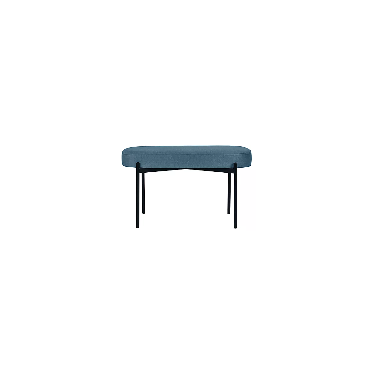 Sitzbank meet® by Paperflow GAIA, oval M, Samtbezug blau, 4-Fußgestell mattschwarz, B 790 x T 420 x H 455 mm