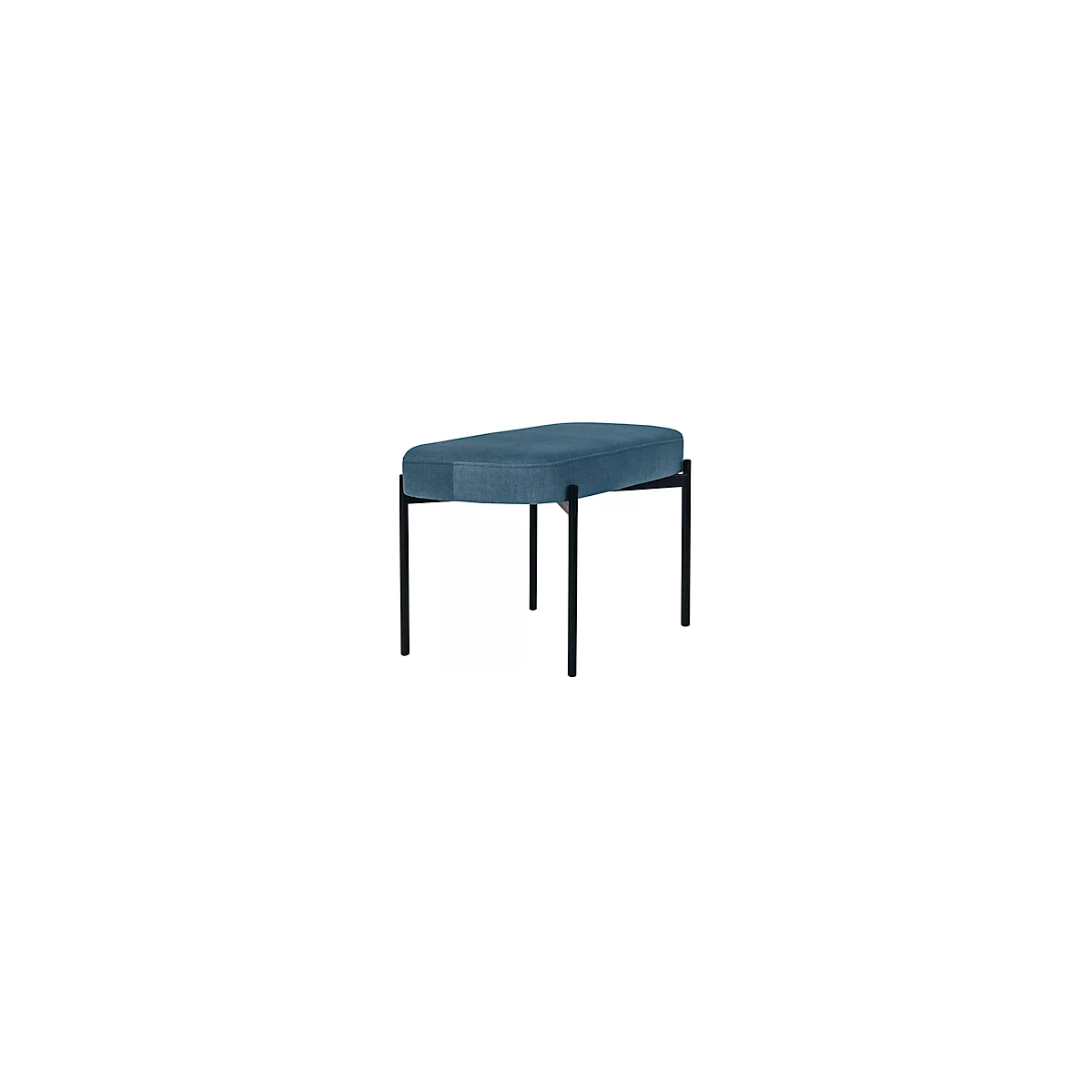 Sitzbank meet® by Paperflow GAIA, oval M, Samtbezug blau, 4-Fußgestell mattschwarz, B 790 x T 420 x H 455 mm