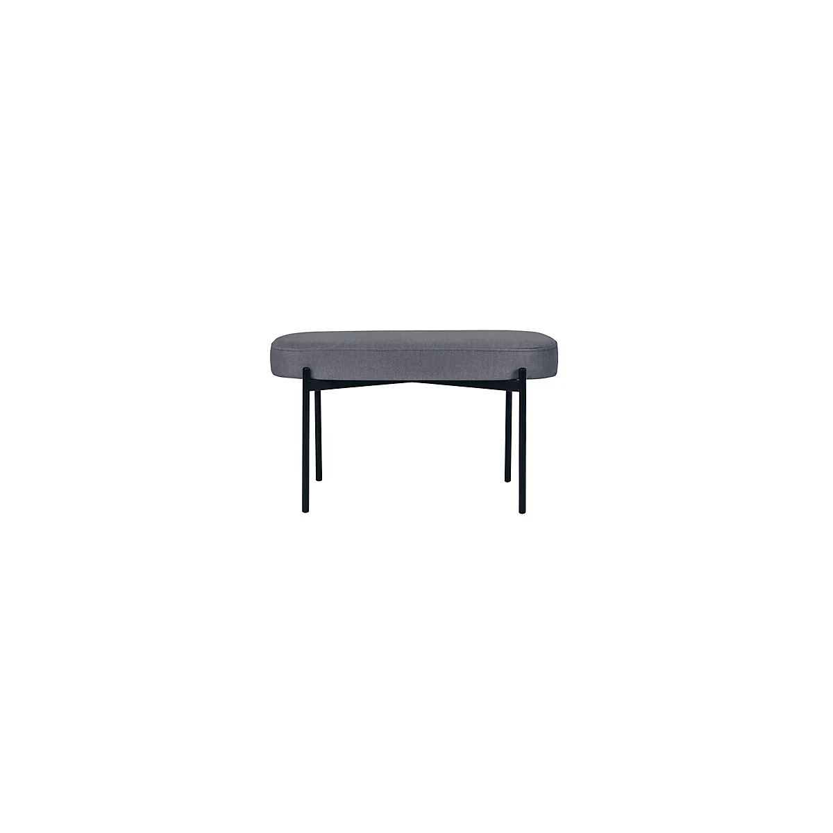 Sitzbank meet® by Paperflow GAIA, oval M, Samtbezug grau, 4-Fußgestell mattschwarz, B 790 x T 420 x H 455 mm