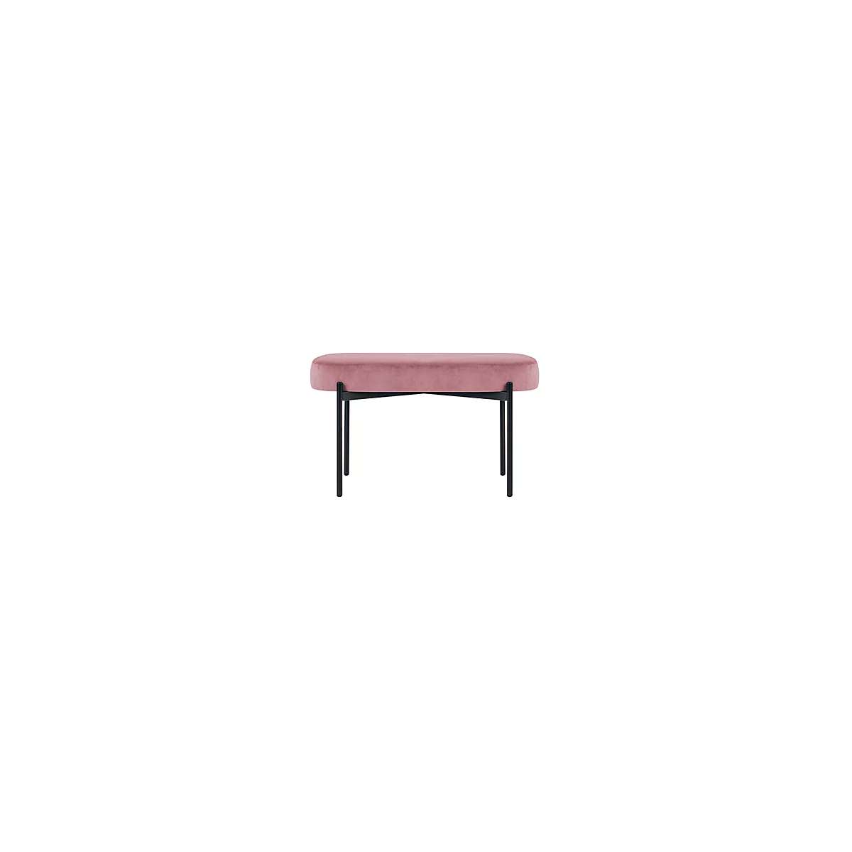 Sitzbank meet® by Paperflow GAIA, oval M, Samtbezug rosé, 4-Fußgestell mattschwarz, B 790 x T 420 x H 455 mm