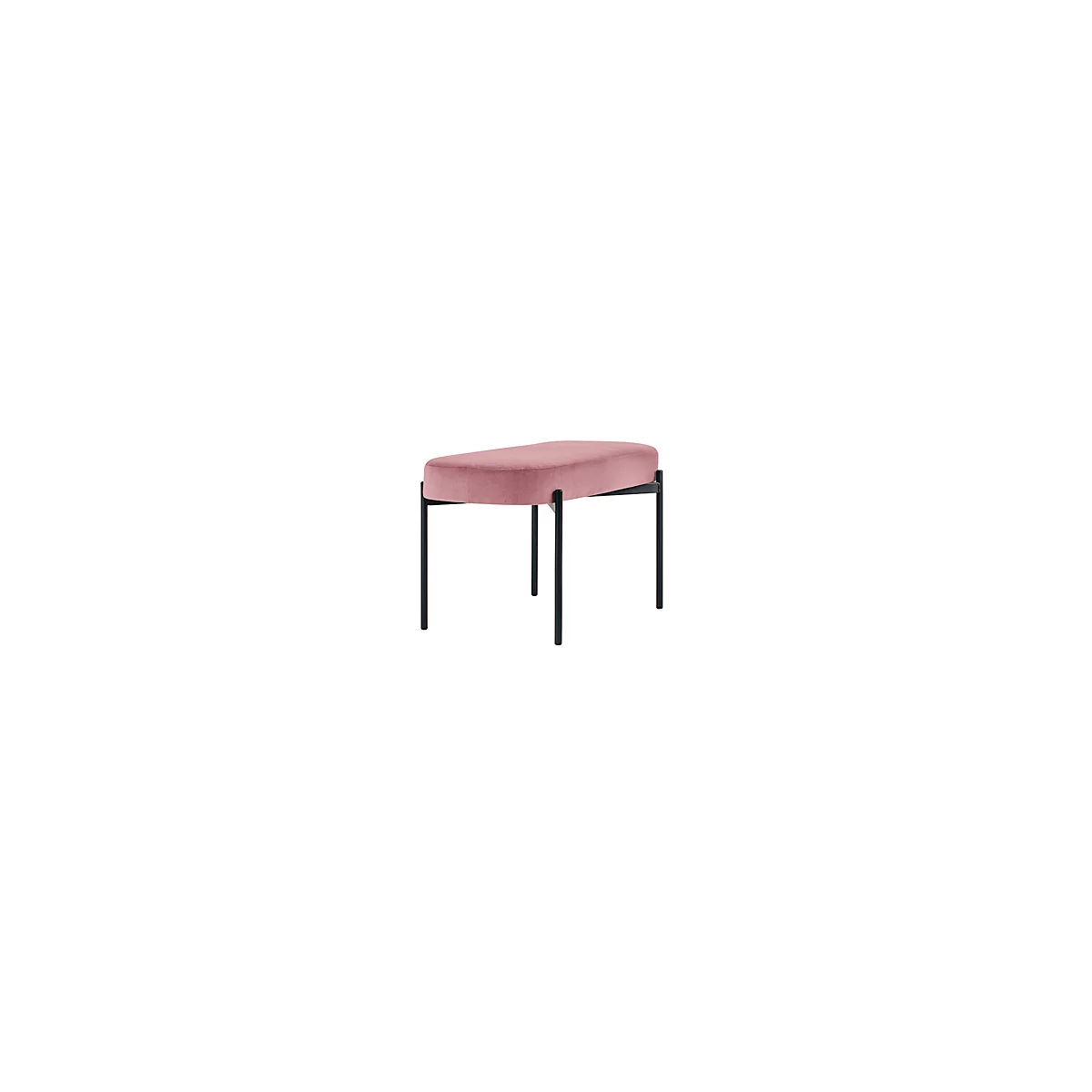 Sitzbank meet® by Paperflow GAIA, oval M, Samtbezug rosé, 4-Fußgestell mattschwarz, B 790 x T 420 x H 455 mm