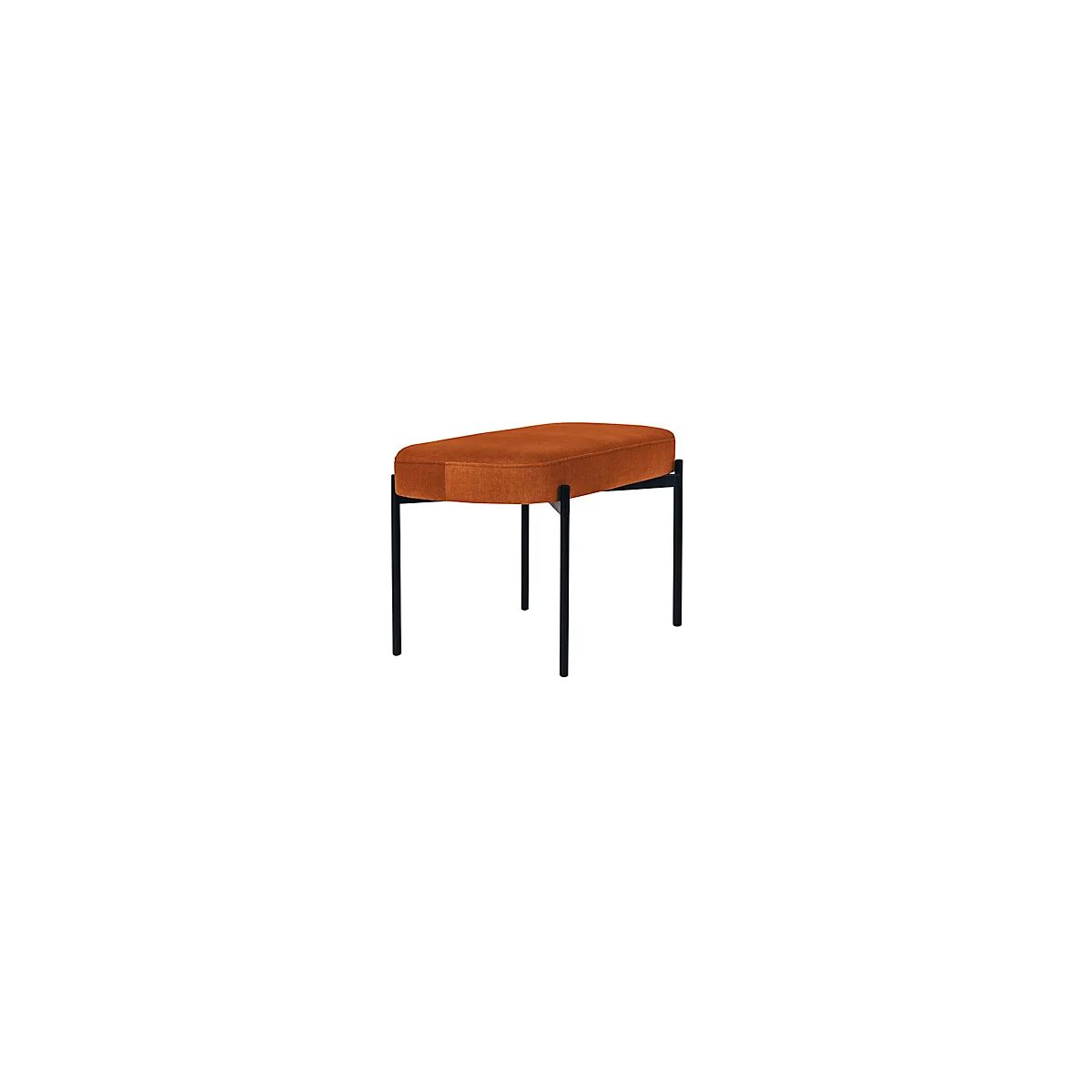 Sitzbank meet® by Paperflow GAIA, oval M, Samtbezug rostfarben, 4-Fußgestell mattschwarz, B 790 x T 420 x H 455 mm