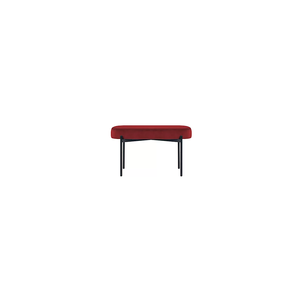 Sitzbank meet® by Paperflow GAIA, oval M, Samtbezug rot, 4-Fußgestell mattschwarz, B 790 x T 420 x H 455 mm