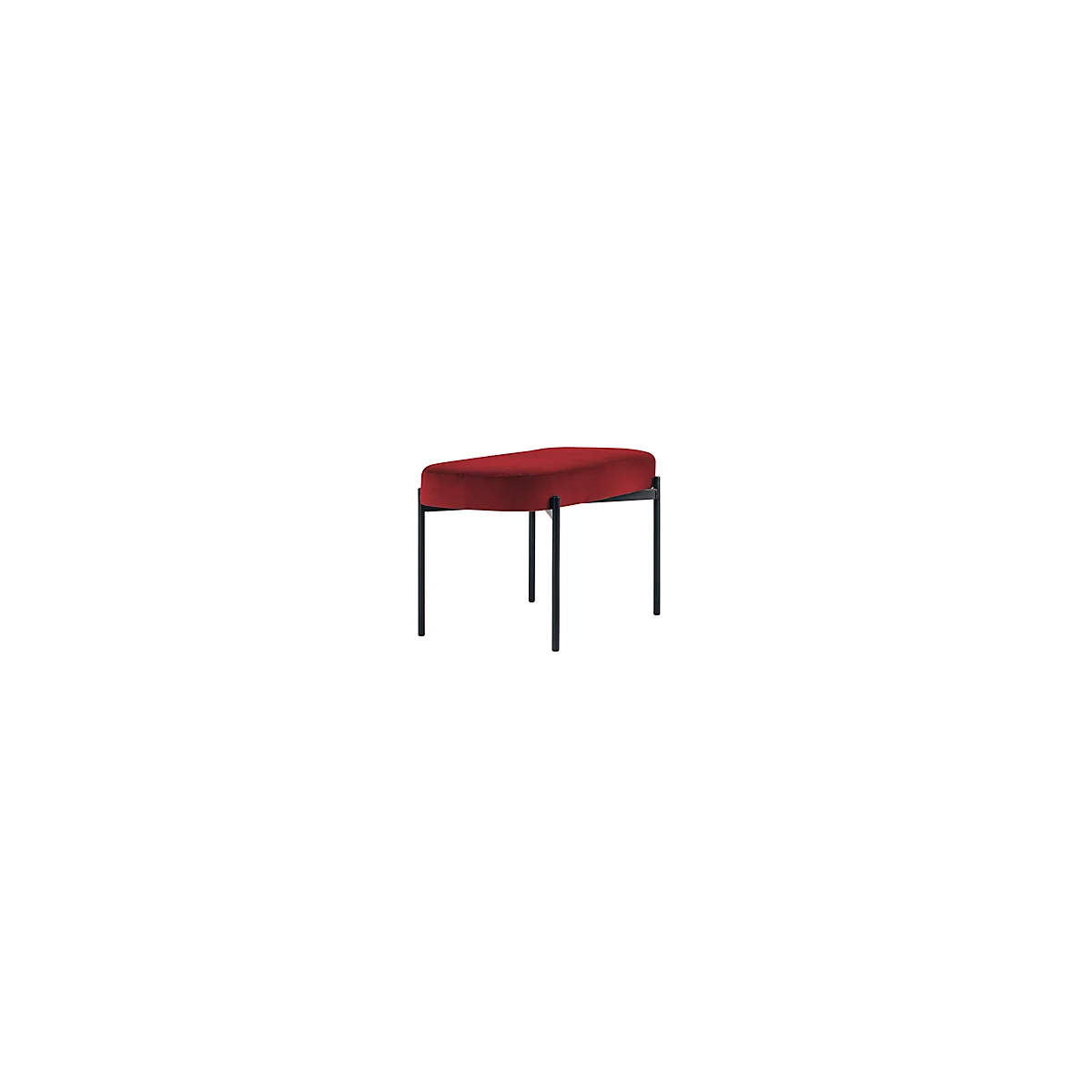 Sitzbank meet® by Paperflow GAIA, oval M, Samtbezug rot, 4-Fußgestell mattschwarz, B 790 x T 420 x H 455 mm