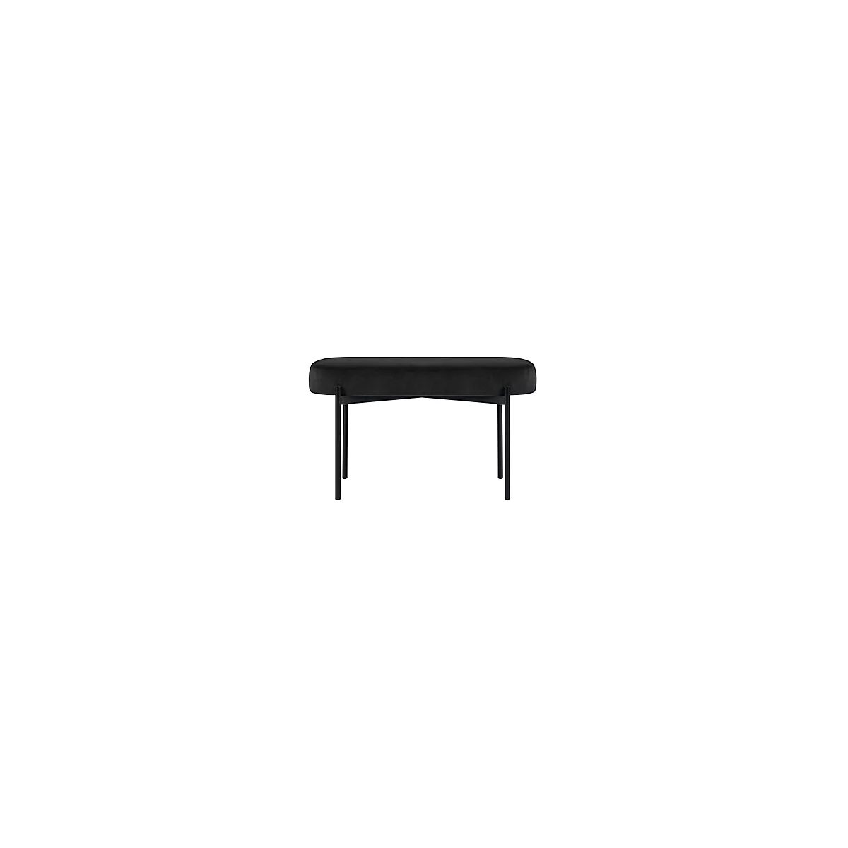 Sitzbank meet® by Paperflow GAIA, oval M, Samtbezug schwarz, 4-Fußgestell mattschwarz, B 790 x T 420 x H 455 mm