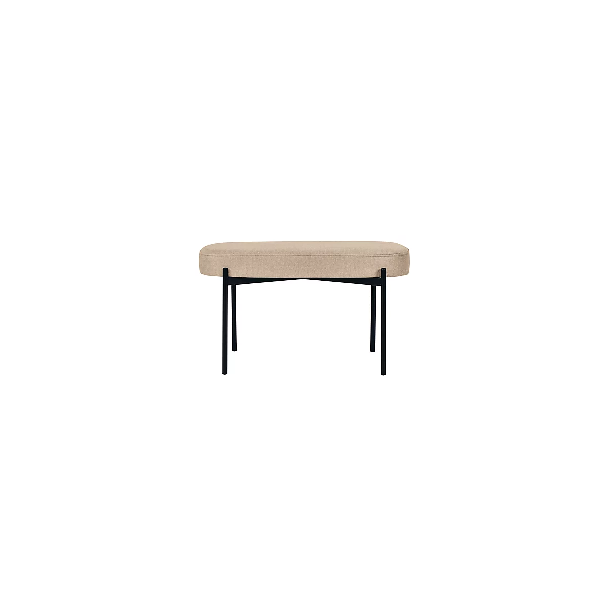 Sitzbank meet® by Paperflow GAIA, oval M, Stoffbezug elfenbeinfarben, 4-Fußgestell mattschwarz, B 790 x T 420 x H 455 mm