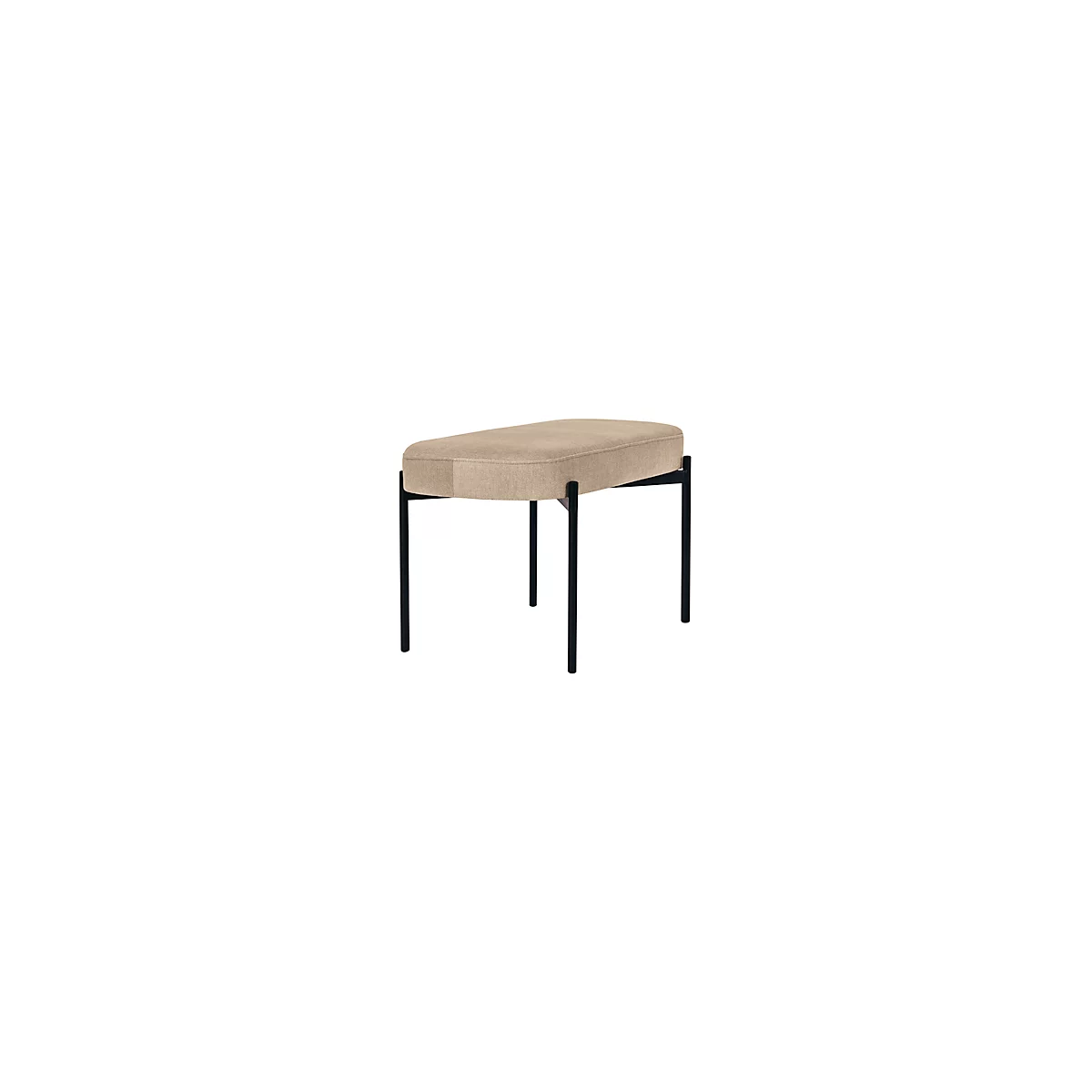 Sitzbank meet® by Paperflow GAIA, oval M, Stoffbezug elfenbeinfarben, 4-Fußgestell mattschwarz, B 790 x T 420 x H 455 mm