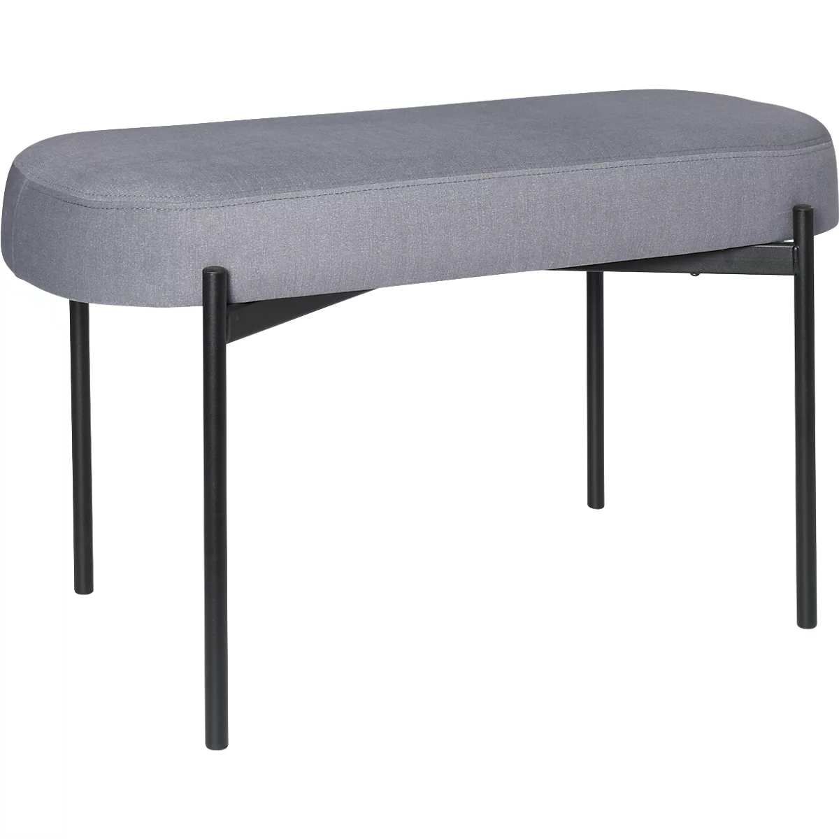Sitzbank meet® by Paperflow GAIA, oval M, Stoffbezug mausgrau, 4-Fußgestell mattschwarz, B 790 x T 420 x H 455 mm