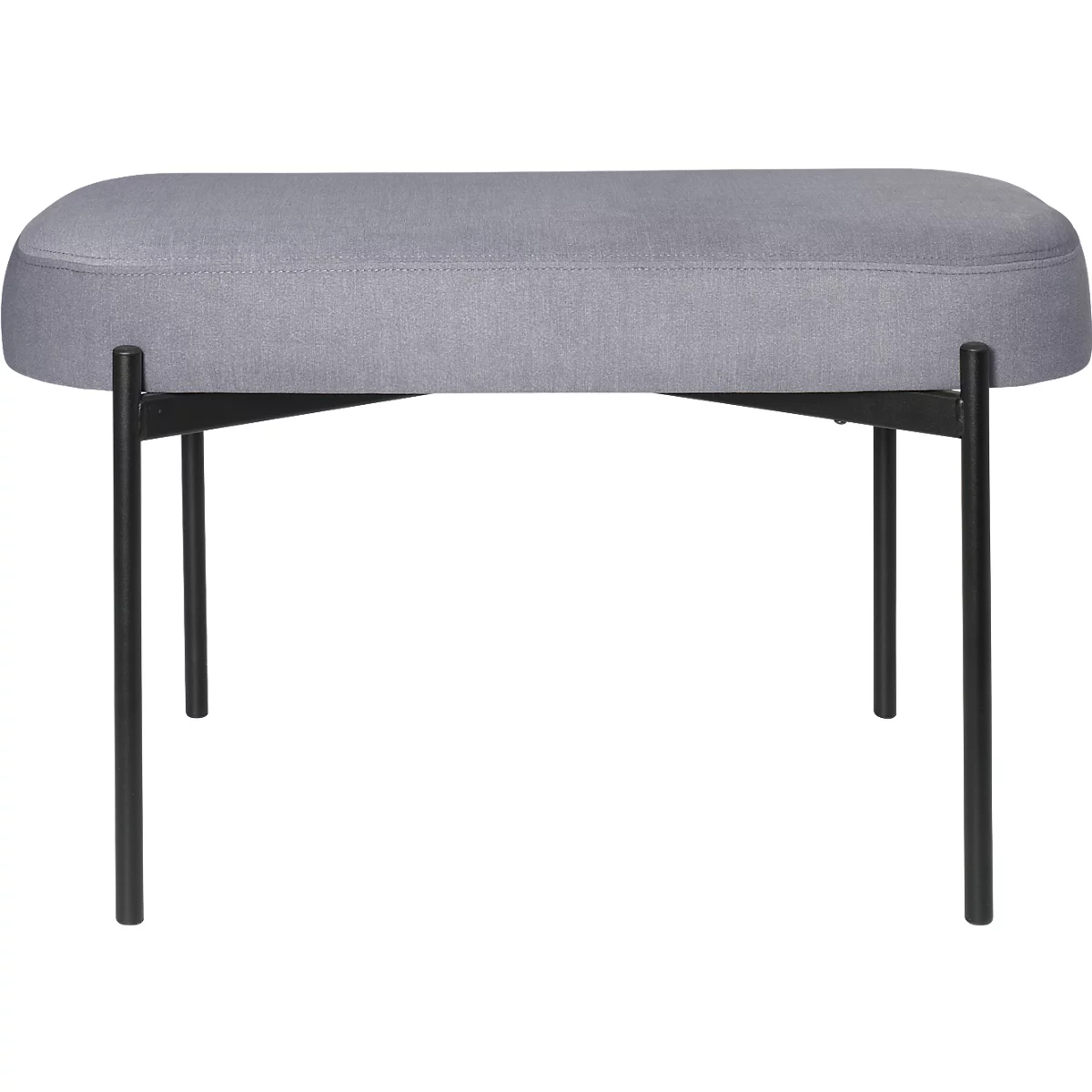 Sitzbank meet® by Paperflow GAIA, oval M, Stoffbezug mausgrau, 4-Fußgestell mattschwarz, B 790 x T 420 x H 455 mm