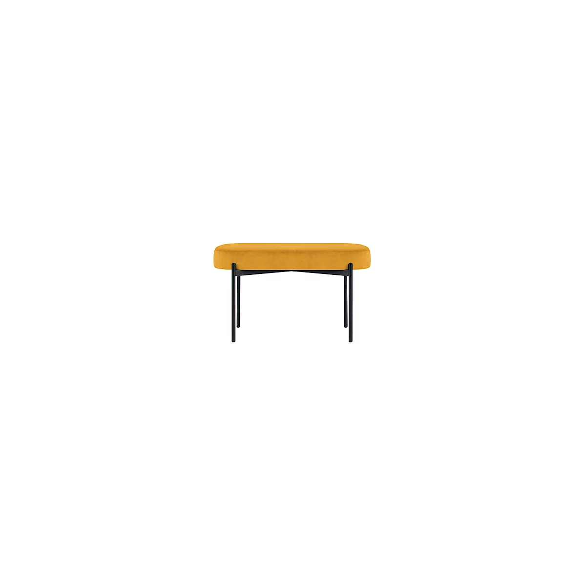 Sitzbank meet® by Paperflow GAIA, oval M, Stoffbezug safran, 4-Fußgestell mattschwarz, B 790 x T 420 x H 455 mm