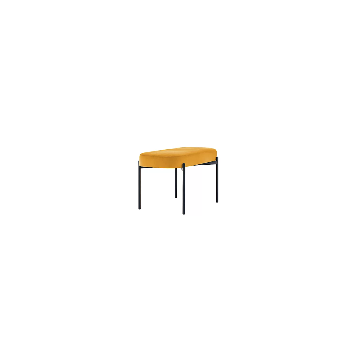 Sitzbank meet® by Paperflow GAIA, oval M, Stoffbezug safran, 4-Fußgestell mattschwarz, B 790 x T 420 x H 455 mm