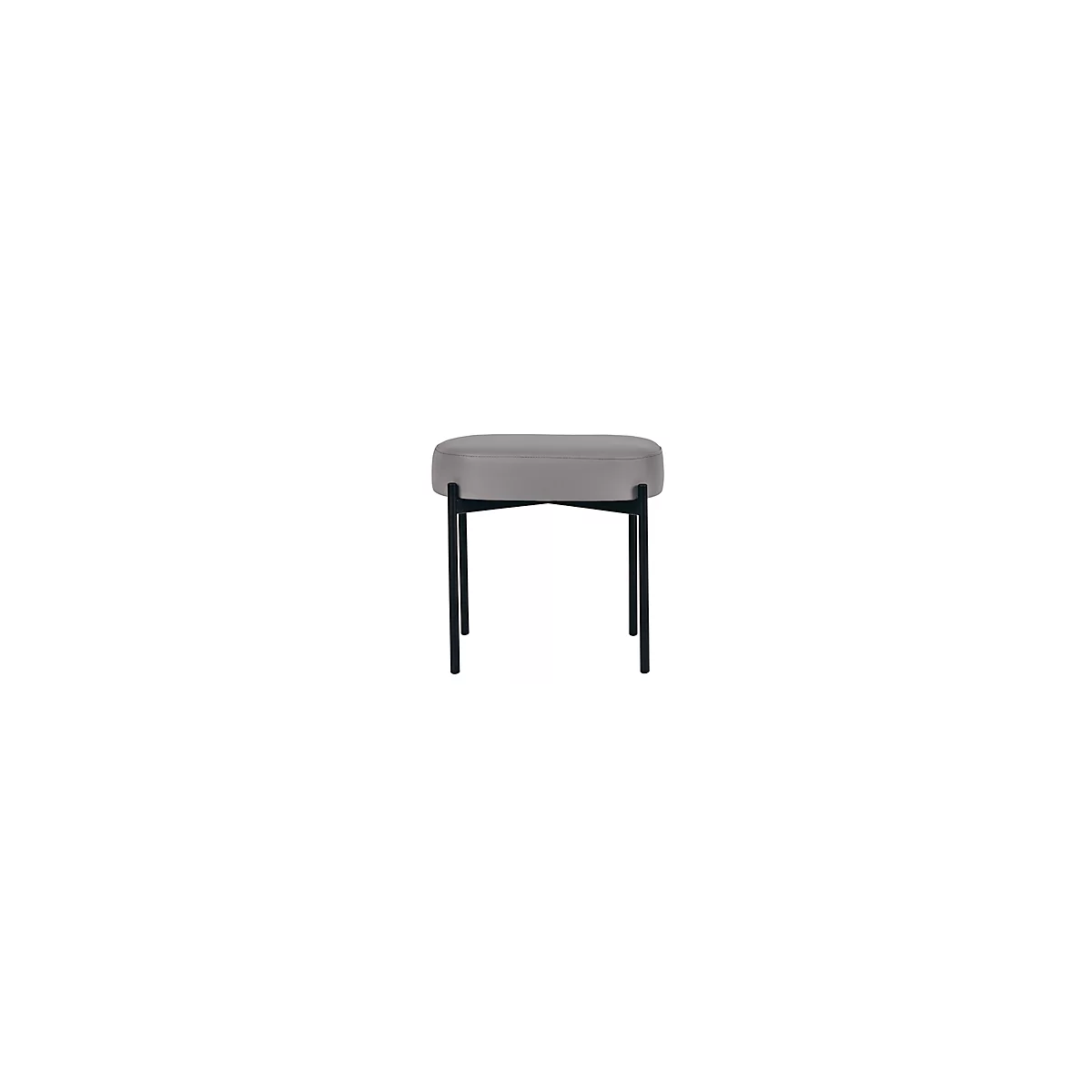 Sitzbank meet® by Paperflow GAIA, oval S, desinfektionsmittelbeständiger Kunstlederbezug grau, 4-Fußgestell mattschwarz, B 490 x T 380 x H 455 mm