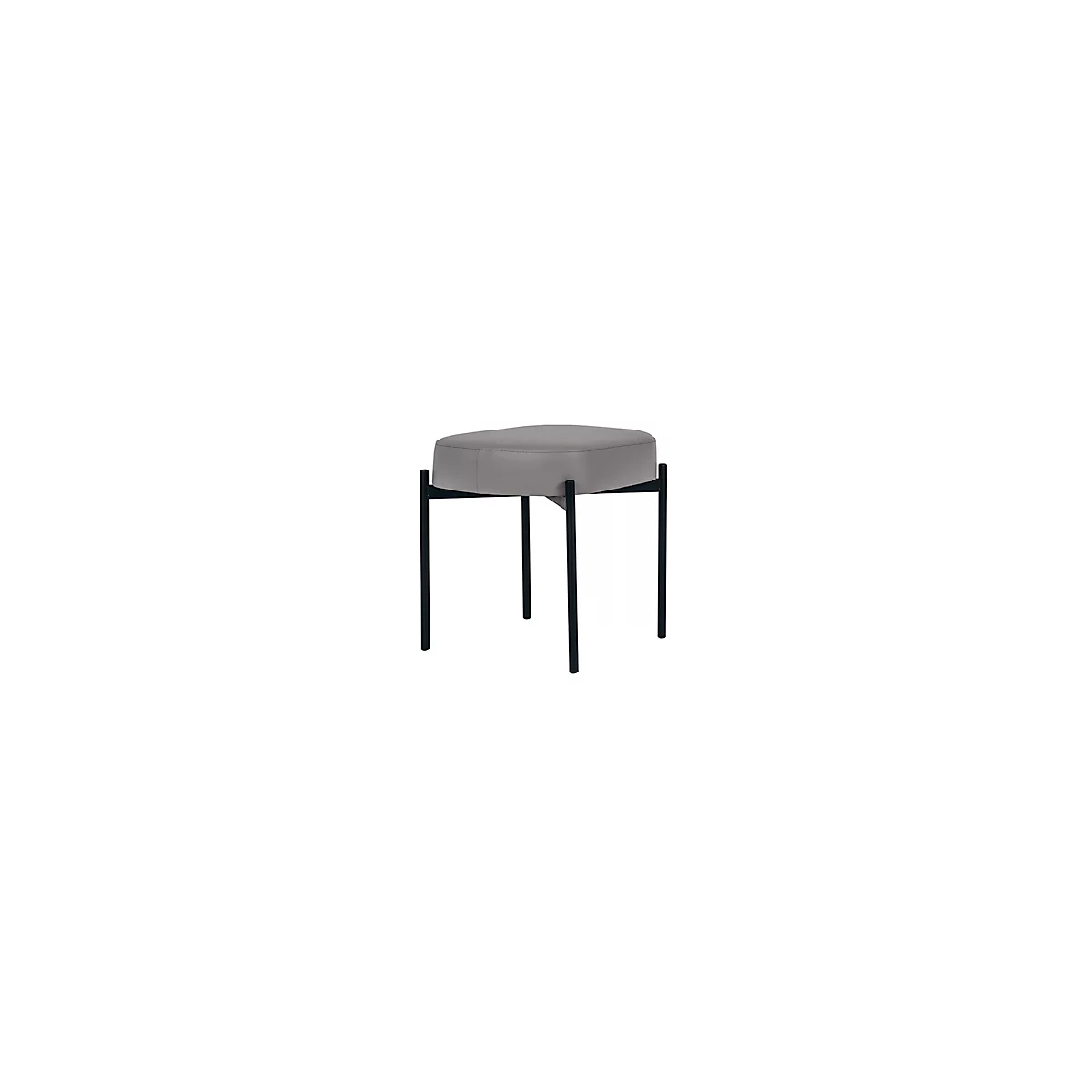 Sitzbank meet® by Paperflow GAIA, oval S, desinfektionsmittelbeständiger Kunstlederbezug grau, 4-Fußgestell mattschwarz, B 490 x T 380 x H 455 mm
