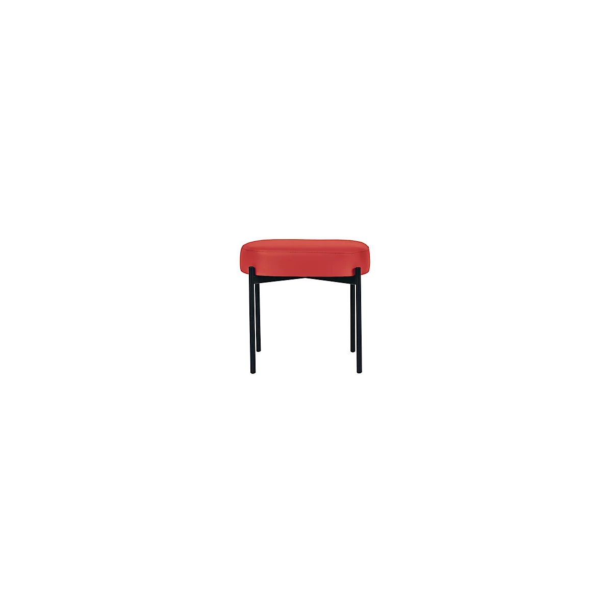 Sitzbank meet® by Paperflow GAIA, oval S, desinfektionsmittelbeständiger Kunstlederbezug rot, 4-Fußgestell mattschwarz, B 490 x T 380 x H 455 mm