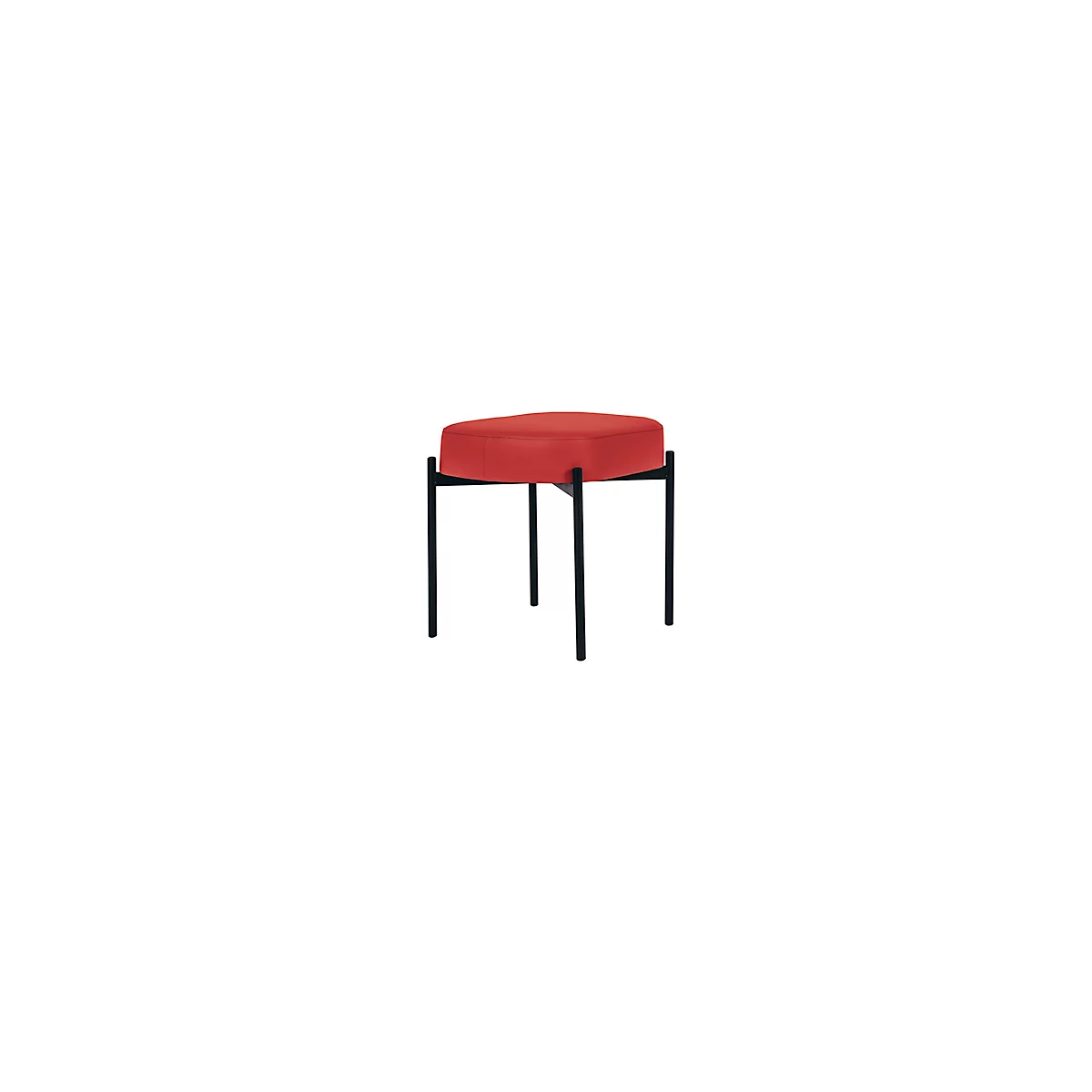 Sitzbank meet® by Paperflow GAIA, oval S, desinfektionsmittelbeständiger Kunstlederbezug rot, 4-Fußgestell mattschwarz, B 490 x T 380 x H 455 mm