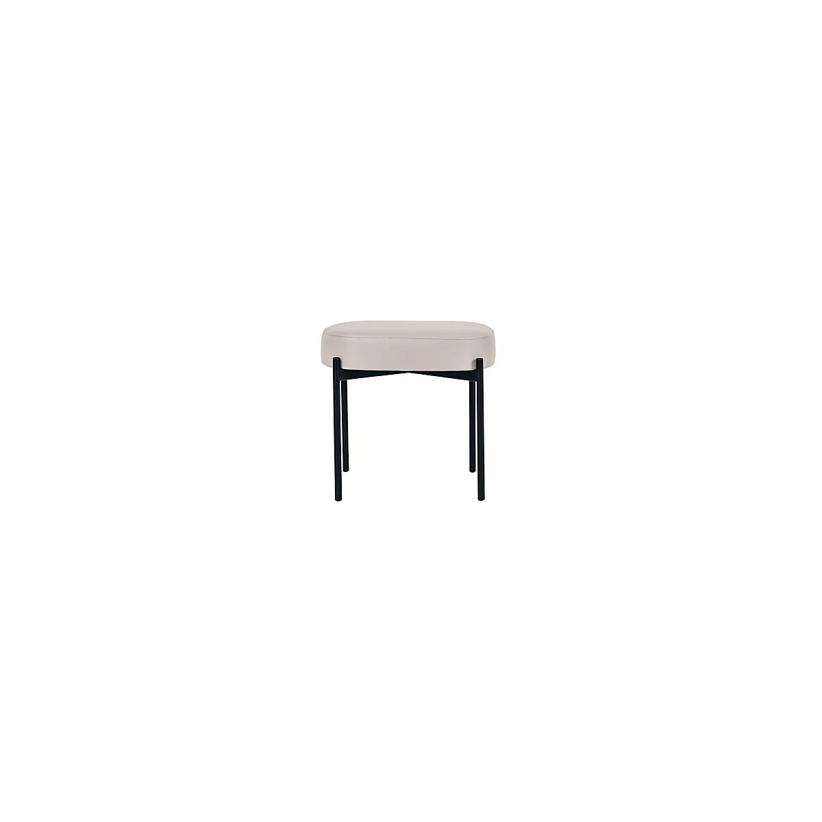 Sitzbank meet® by Paperflow GAIA, oval S, desinfektionsmittelbeständiger Kunstlederbezug weiß, 4-Fußgestell mattschwarz, B 490 x T 380 x H 455 mm