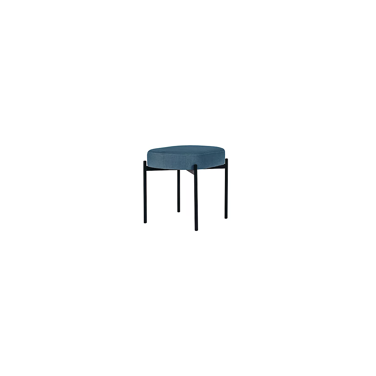 Sitzbank meet® by Paperflow GAIA, oval S, Samtbezug blau, 4-Fußgestell mattschwarz, B 490 x T 380 x H 455 mm