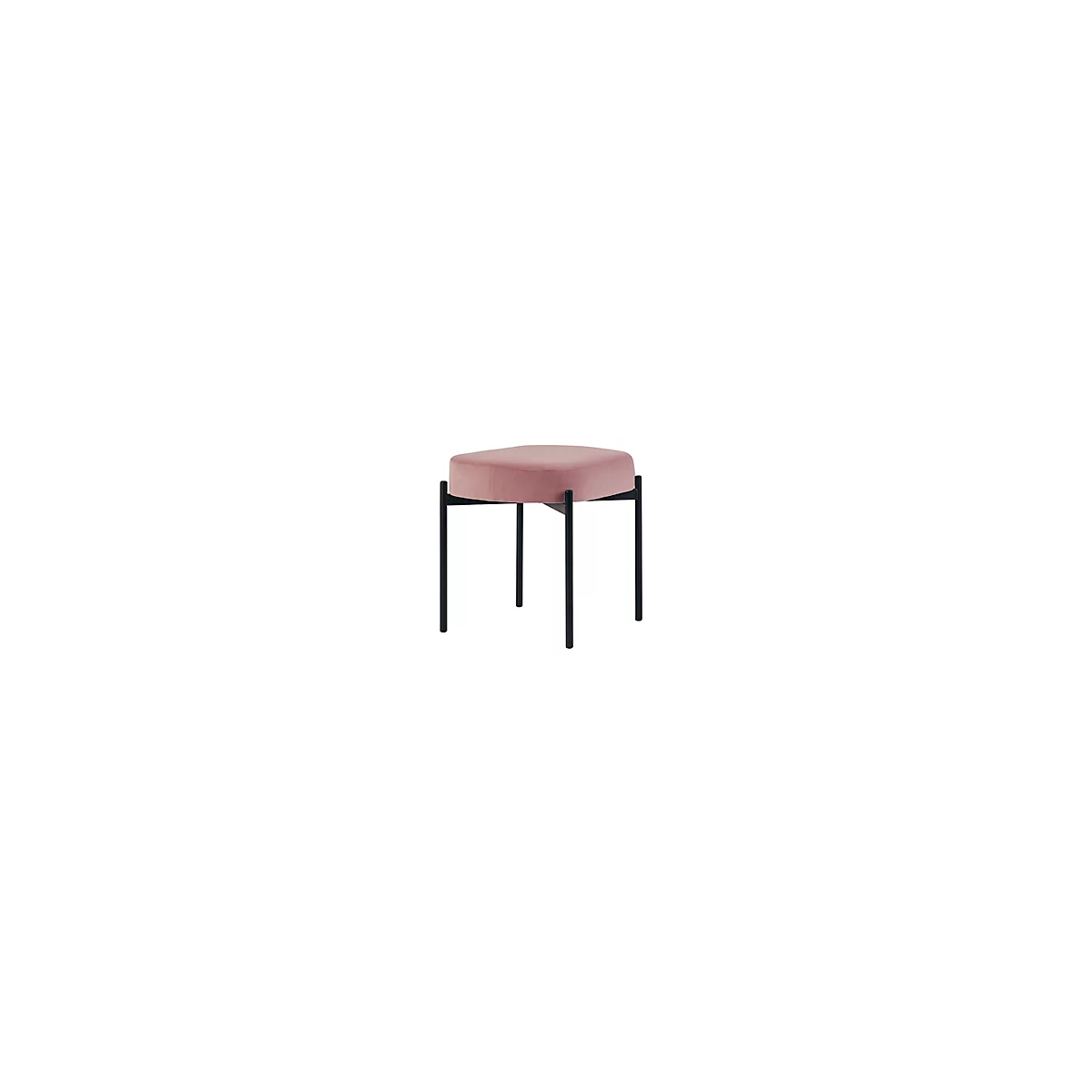 Sitzbank meet® by Paperflow GAIA, oval S, Samtbezug rosé, 4-Fußgestell mattschwarz, B 490 x T 380 x H 455 mm