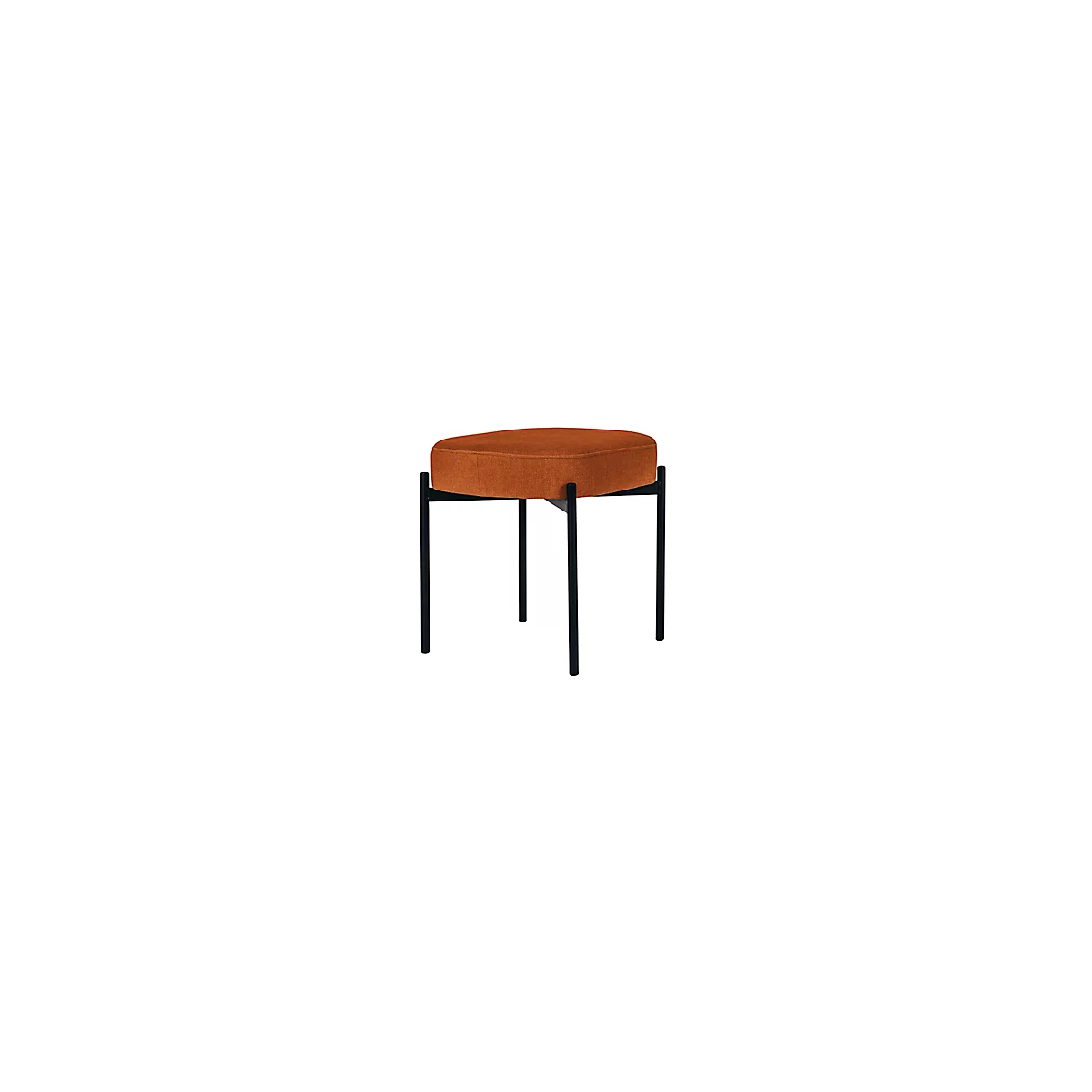 Sitzbank meet® by Paperflow GAIA, oval S, Samtbezug rostfarben, 4-Fußgestell mattschwarz, B 490 x T 380 x H 455 mm