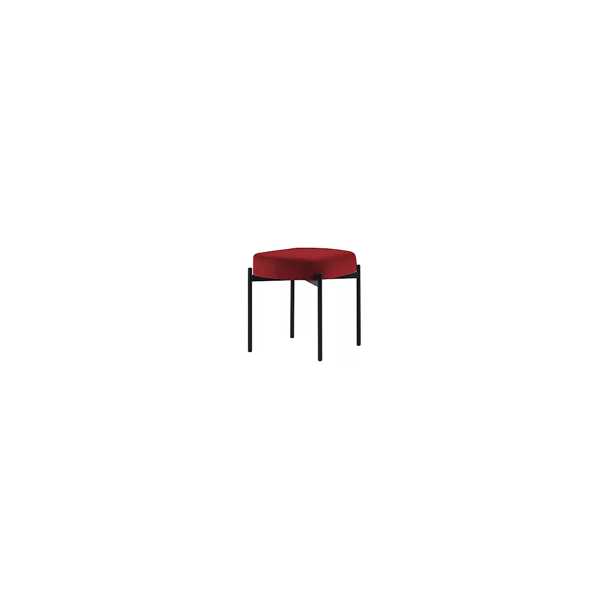 Sitzbank meet® by Paperflow GAIA, oval S, Samtbezug rot, 4-Fußgestell mattschwarz, B 490 x T 380 x H 455 mm