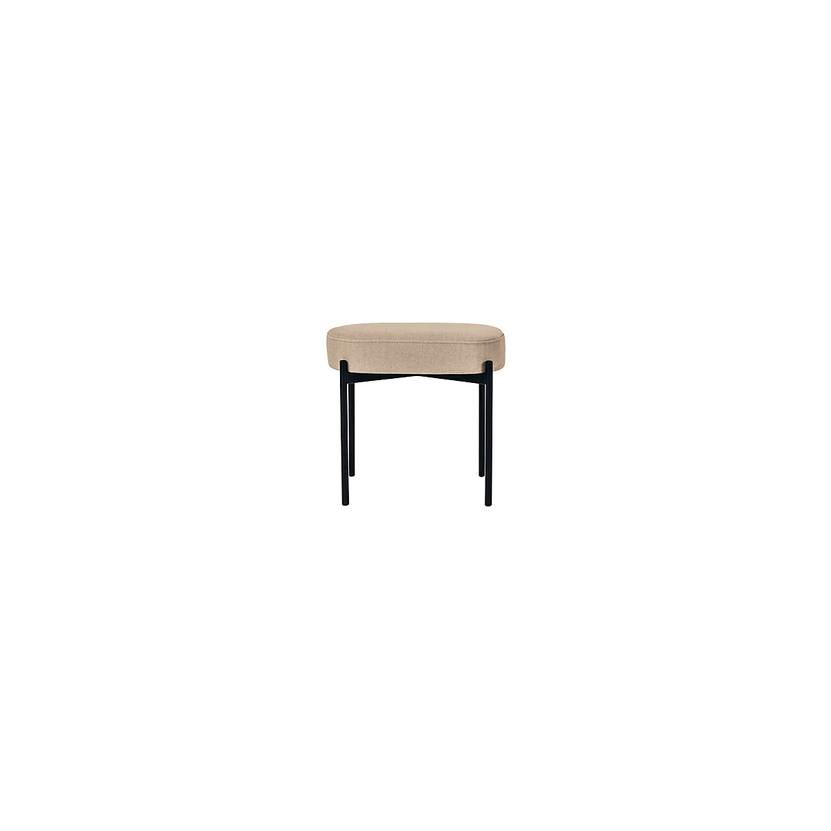 Sitzbank meet® by Paperflow GAIA, oval S, Stoffbezug elfenbeinfarben, 4-Fußgestell mattschwarz, B 490 x T 380 x H 455 mm
