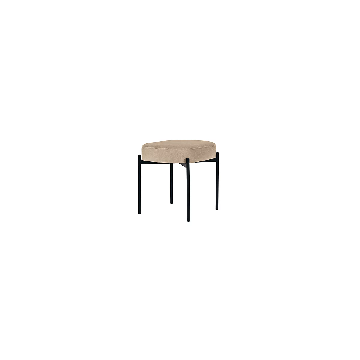Sitzbank meet® by Paperflow GAIA, oval S, Stoffbezug elfenbeinfarben, 4-Fußgestell mattschwarz, B 490 x T 380 x H 455 mm