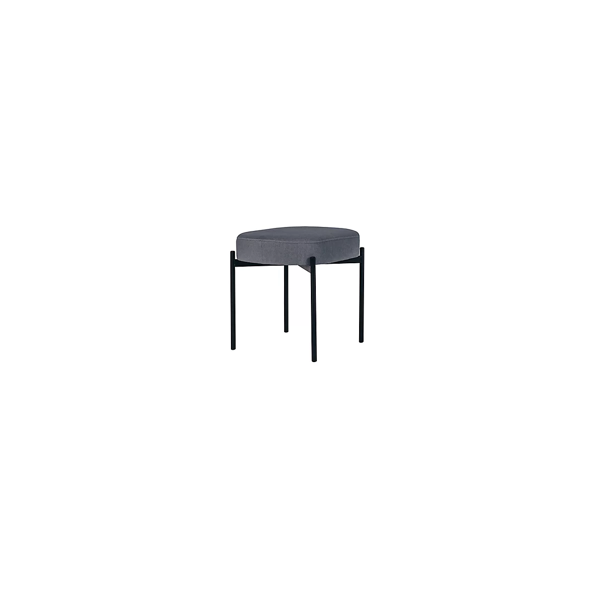 Sitzbank meet® by Paperflow GAIA, oval S, Stoffbezug mausgrau, 4-Fußgestell mattschwarz, B 490 x T 380 x H 455 mm