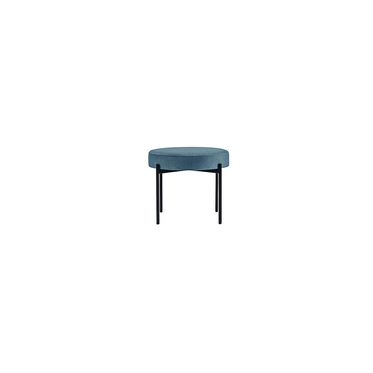 Sitzbank meet® by Paperflow GAIA, rund, Samtbezug blau, 4-Fussgestell mattschwarz, B 575 x T 575 x H 455 mm