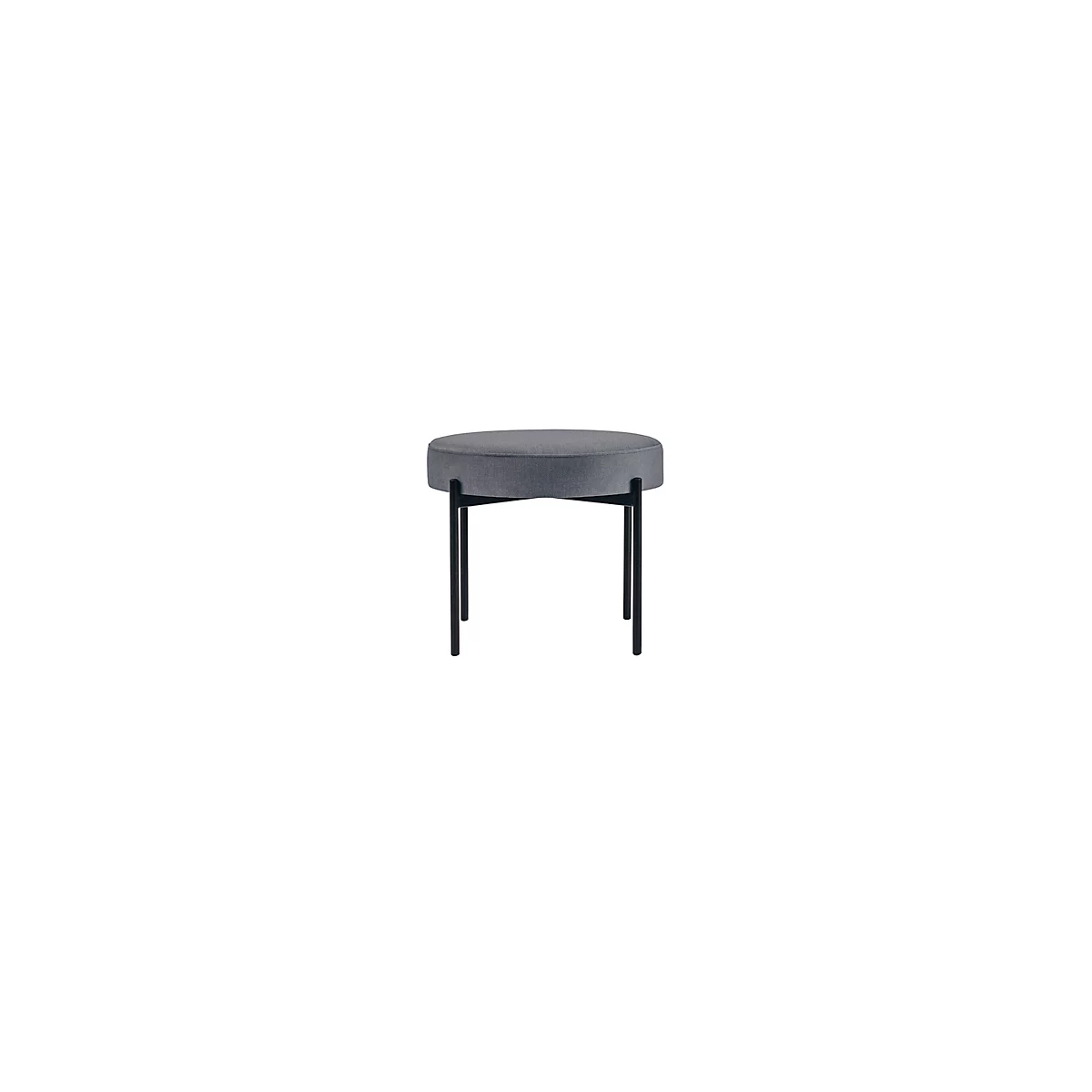 Sitzbank meet® by Paperflow GAIA, rund, Samtbezug grau, 4-Fussgestell mattschwarz, B 575 x T 575 x H 455 mm