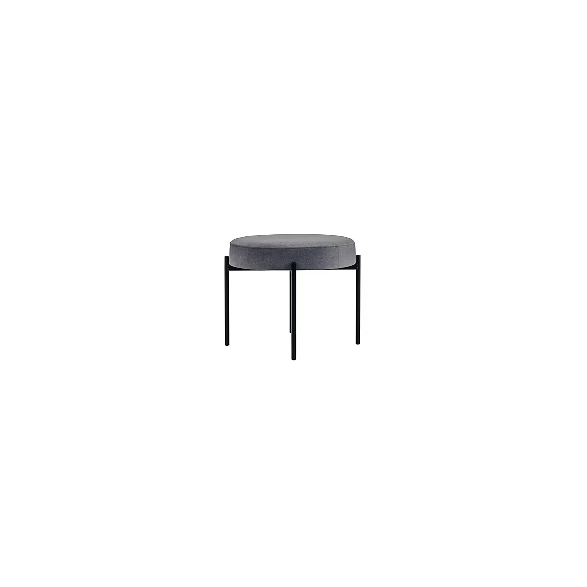 Sitzbank meet® by Paperflow GAIA, rund, Samtbezug grau, 4-Fussgestell mattschwarz, B 575 x T 575 x H 455 mm