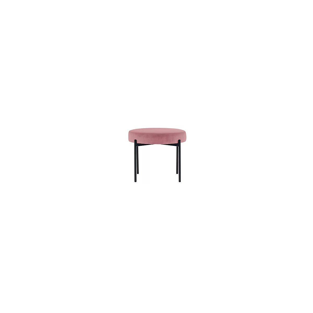 Sitzbank meet® by Paperflow GAIA, rund, Samtbezug rosé, 4-Fussgestell mattschwarz, B 575 x T 575 x H 455 mm