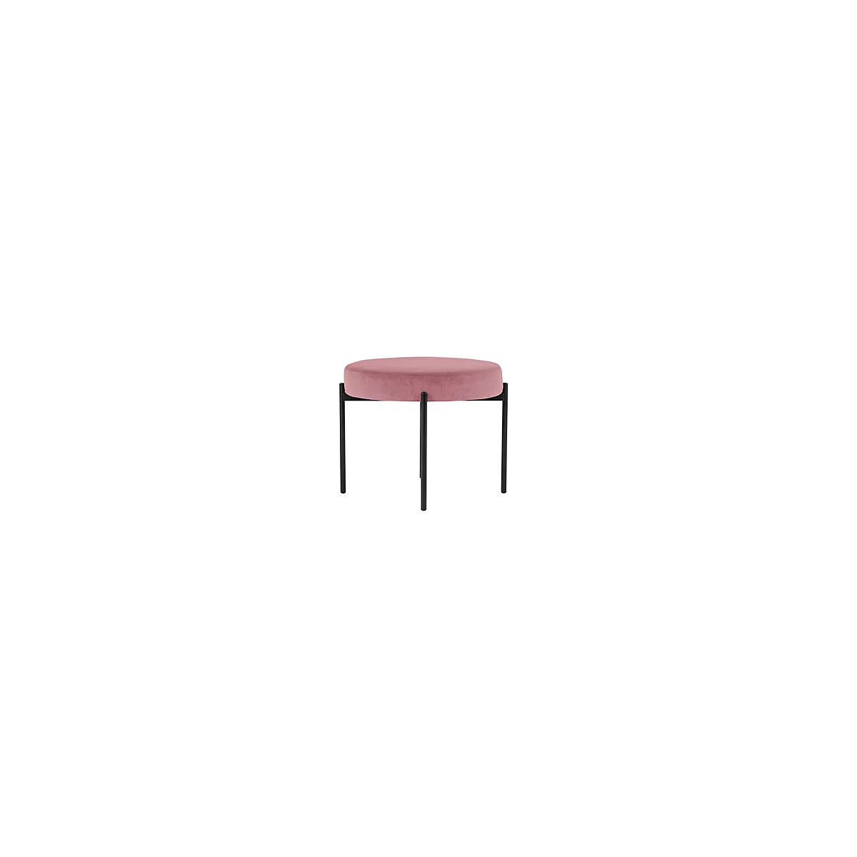Sitzbank meet® by Paperflow GAIA, rund, Samtbezug rosé, 4-Fussgestell mattschwarz, B 575 x T 575 x H 455 mm