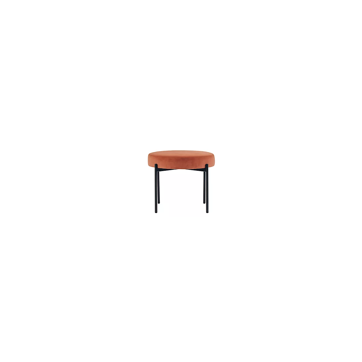 Sitzbank meet® by Paperflow GAIA, rund, Samtbezug rostfarben, 4-Fussgestell mattschwarz, B 575 x T 575 x H 455 mm