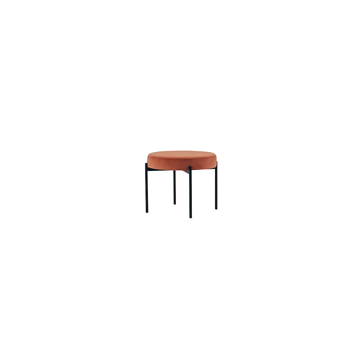 Sitzbank meet® by Paperflow GAIA, rund, Samtbezug rostfarben, 4-Fussgestell mattschwarz, B 575 x T 575 x H 455 mm