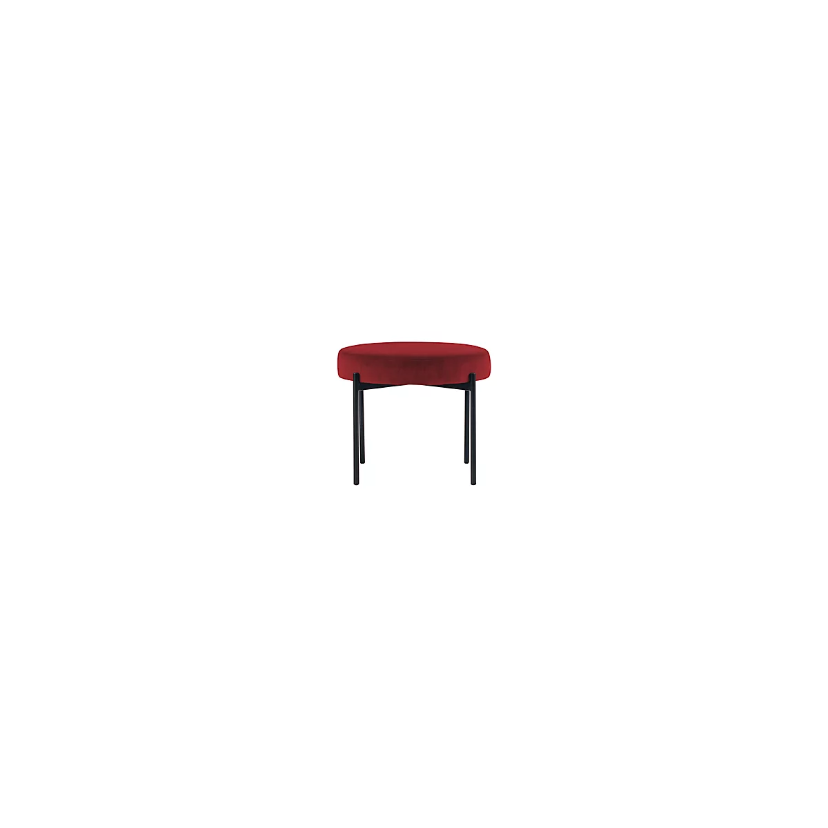 Sitzbank meet® by Paperflow GAIA, rund, Samtbezug rot, 4-Fussgestell mattschwarz, B 575 x T 575 x H 455 mm