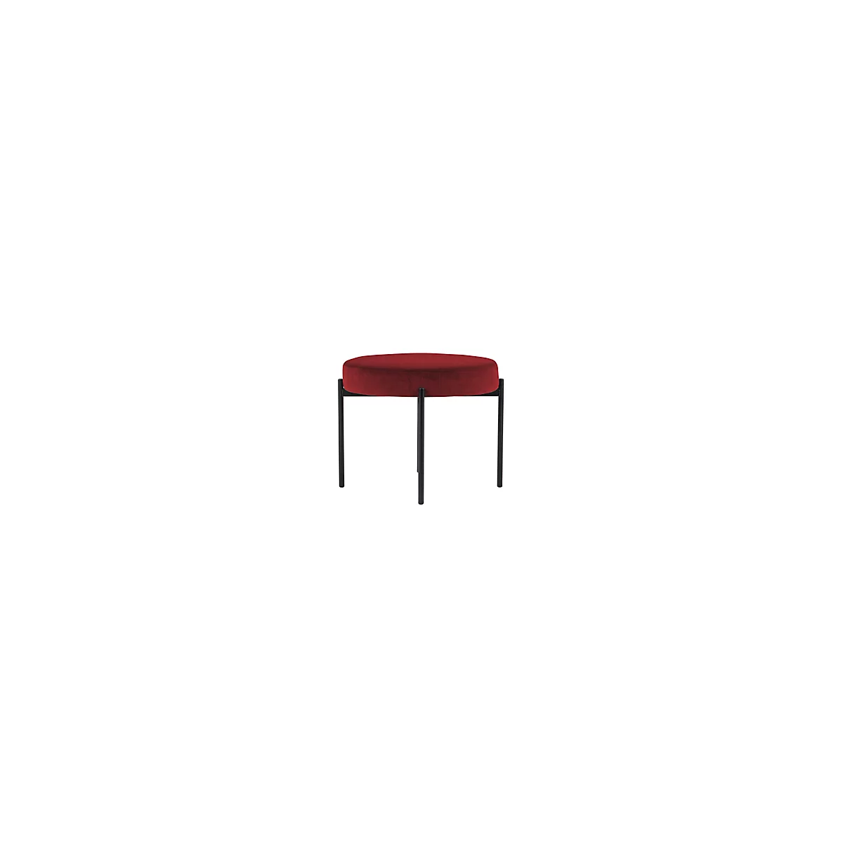 Sitzbank meet® by Paperflow GAIA, rund, Samtbezug rot, 4-Fussgestell mattschwarz, B 575 x T 575 x H 455 mm