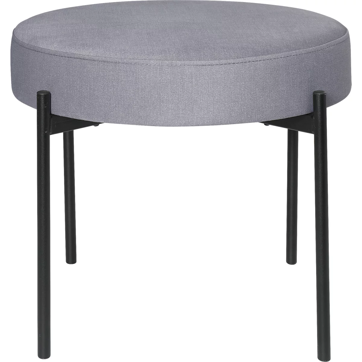 Sitzbank meet® by Paperflow GAIA, rund, Stoffbezug mausgrau, 4-Fußgestell mattschwarz, B 575 x T 575 x H 455 mm