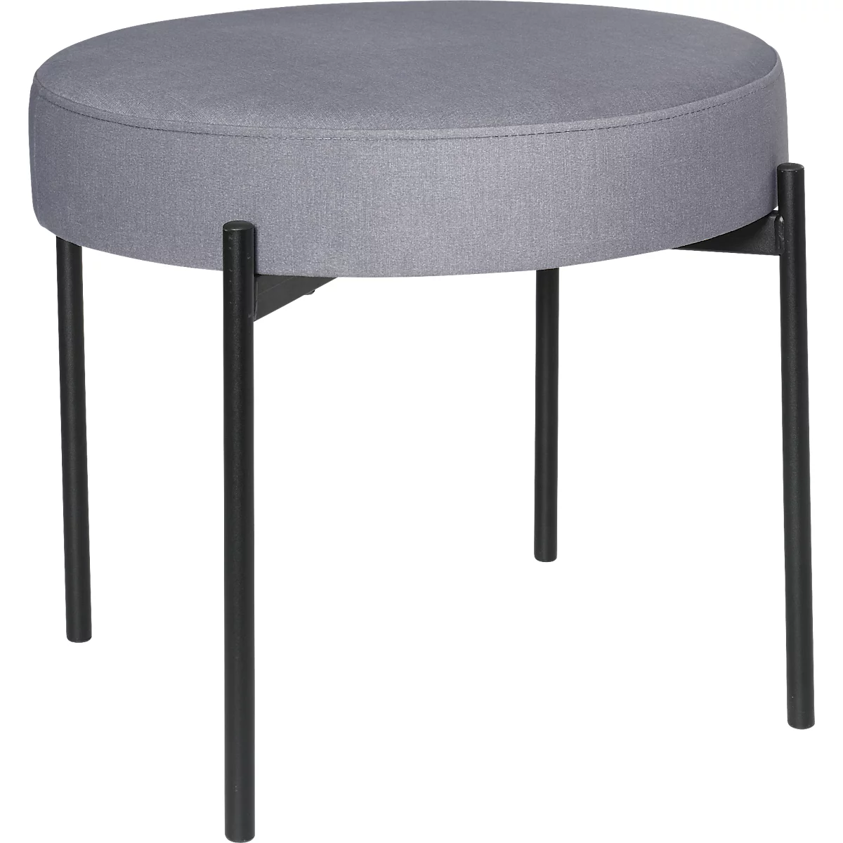 Sitzbank meet® by Paperflow GAIA, rund, Stoffbezug mausgrau, 4-Fußgestell mattschwarz, B 575 x T 575 x H 455 mm