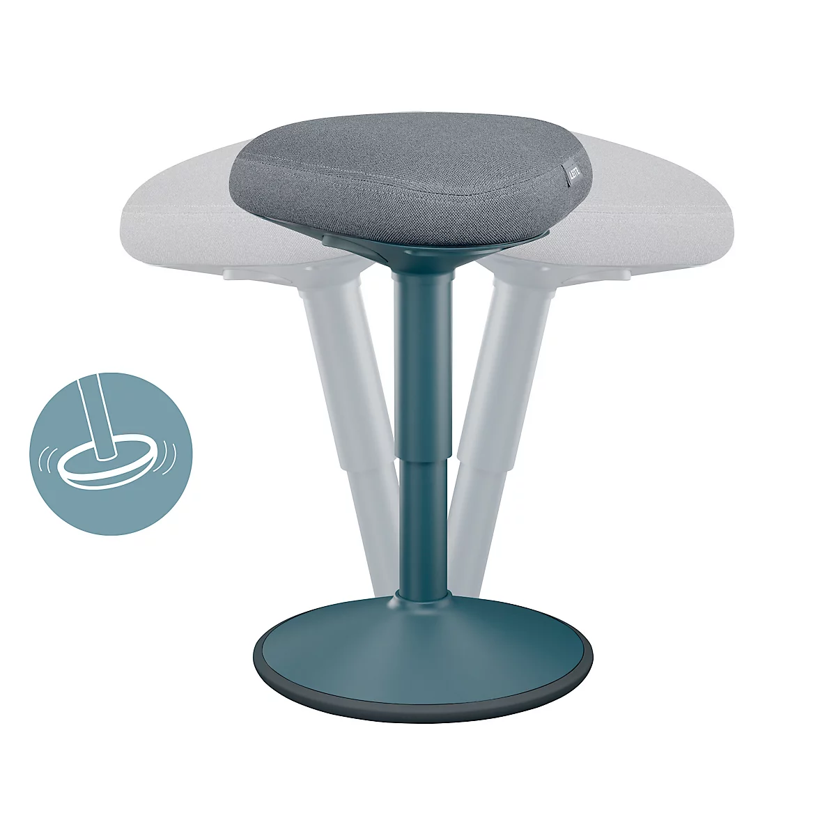 Sitzhocker Leitz Ergo Active, ergonomisch, höhenverstellbar, dreieckiger Komfortsitz, Schaumpolsterung, Tragegriff, bis 100 kg, dunkelgrau