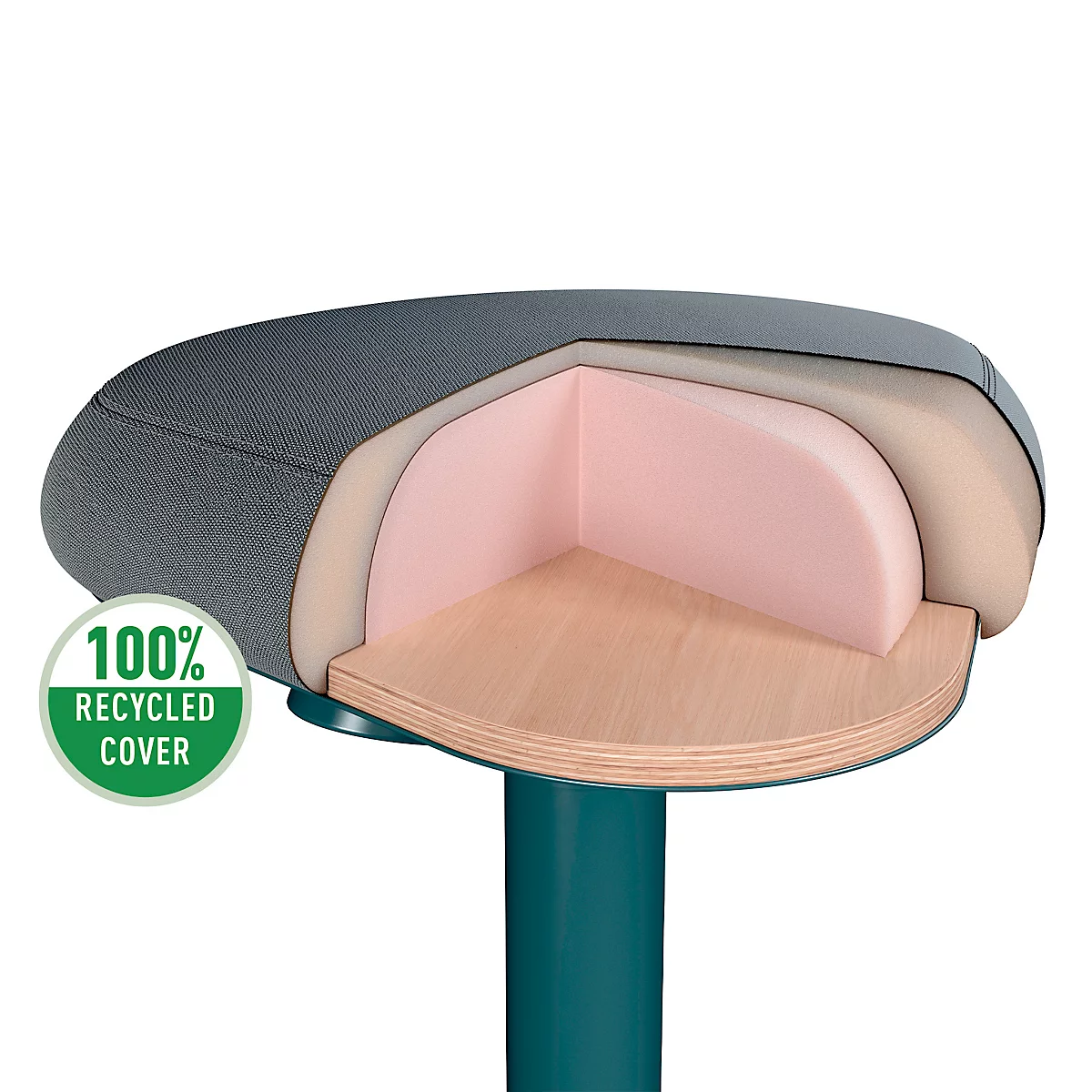 Sitzhocker Leitz Ergo Active, ergonomisch, höhenverstellbar, dreieckiger Komfortsitz, Schaumpolsterung, Tragegriff, bis 100 kg, dunkelgrau