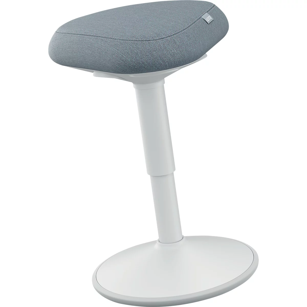 Sitzhocker Leitz Ergo Active, ergonomisch, höhenverstellbar, dreieckiger Komfortsitz, Schaumpolsterung, Tragegriff, bis 100 kg, hellgrau