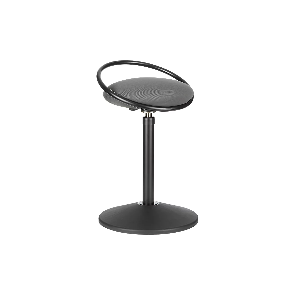 Sitzhocker ROVO SOLO mit Ring, 3D-Gestrick, schwarz/grau
