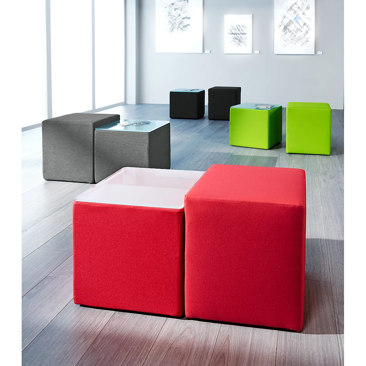 Sitzhocker Wall In, B 410 x T 410 mm, schwarz