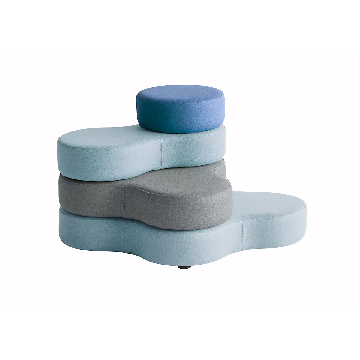 Sitzsystem TAPA Round I, Stoff, modular, mit Drehmechanismus, B 800 x H 620 mm, grau/blau